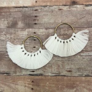 White fringe tassel pendant necklace or earrings